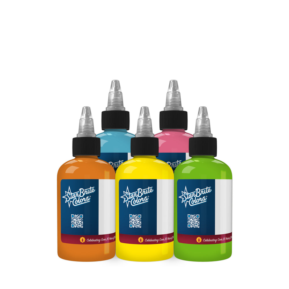 StarBrite Tattoo Ink Glowing Neon Set - Professional UV & Neon Tattoo Ink Set for Vibrant Black Light Effects