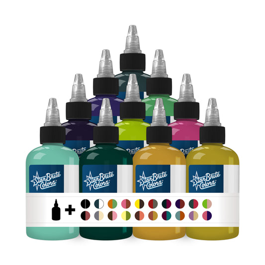 StarBrite Tattoo Ink Fabulous 50 Set 1 - Complete Professional Tattoo Ink Set — Full Studio Color Collection