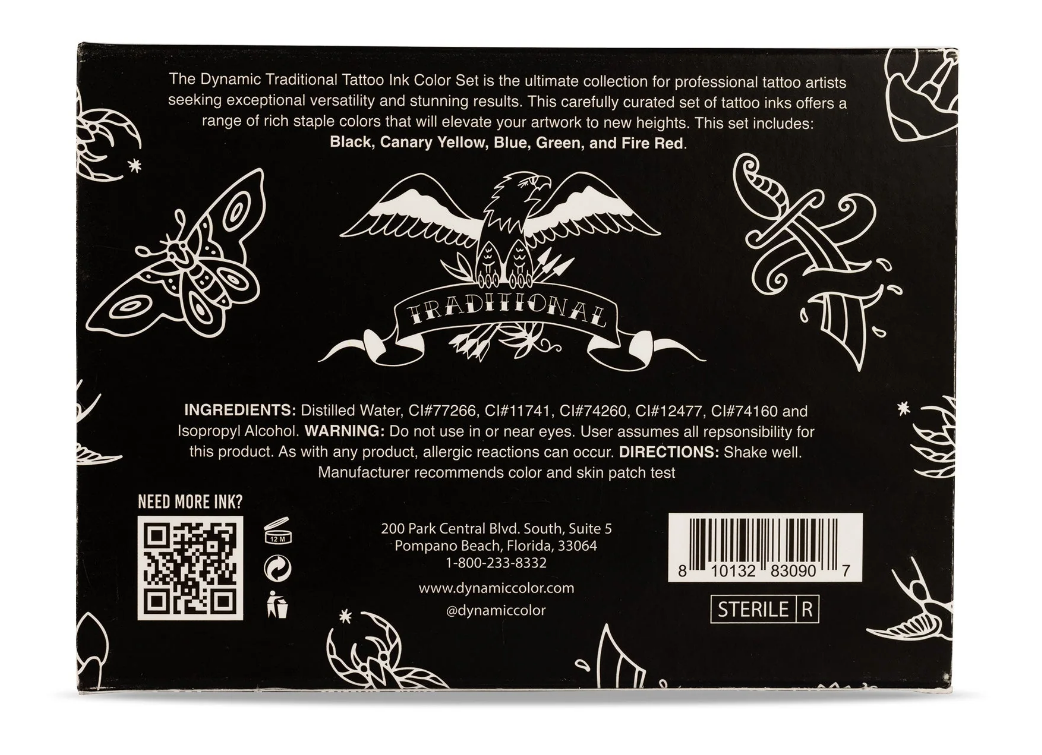 Dynamic Tattoo Ink Traditional 1oz Color Set - Professional Tattoo Ink Set — Curated Studio Collection for Artists