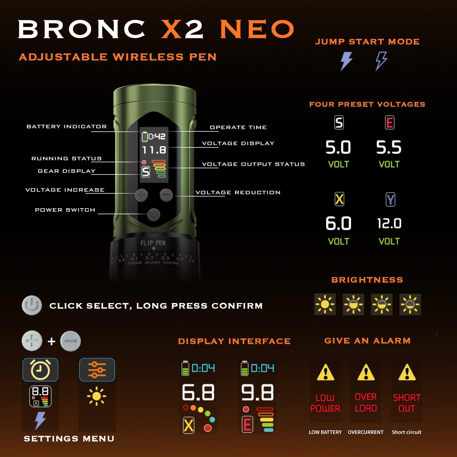 Bronc X2 NEO Tattoo Machine - Professional Rotary Tattoo Pen Machine for Lining, Shading & Color